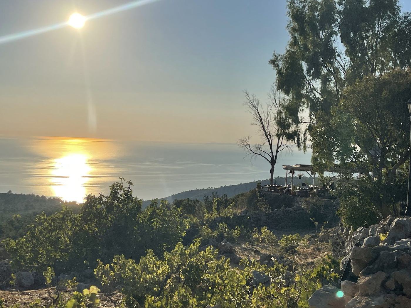 Sunset over the sea from the hills