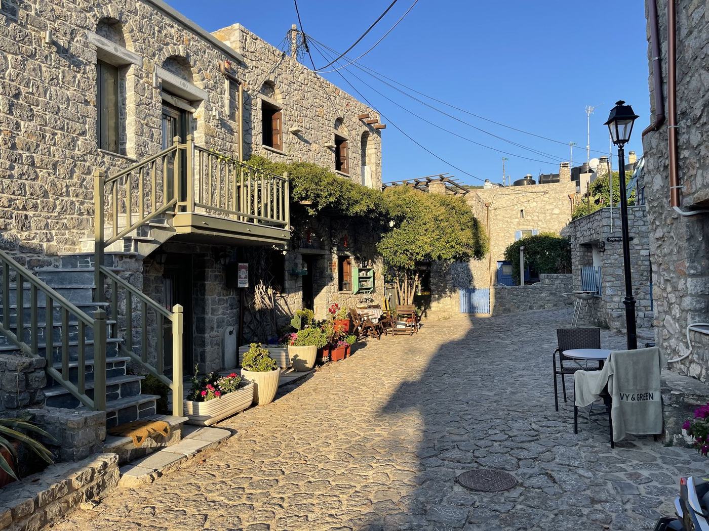 Stone houses and lane in a hill village