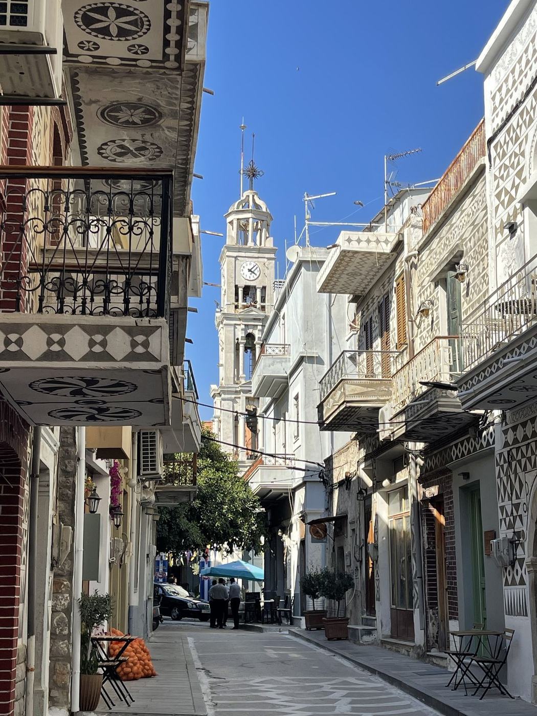 Street of patterned houses in Pyrgi