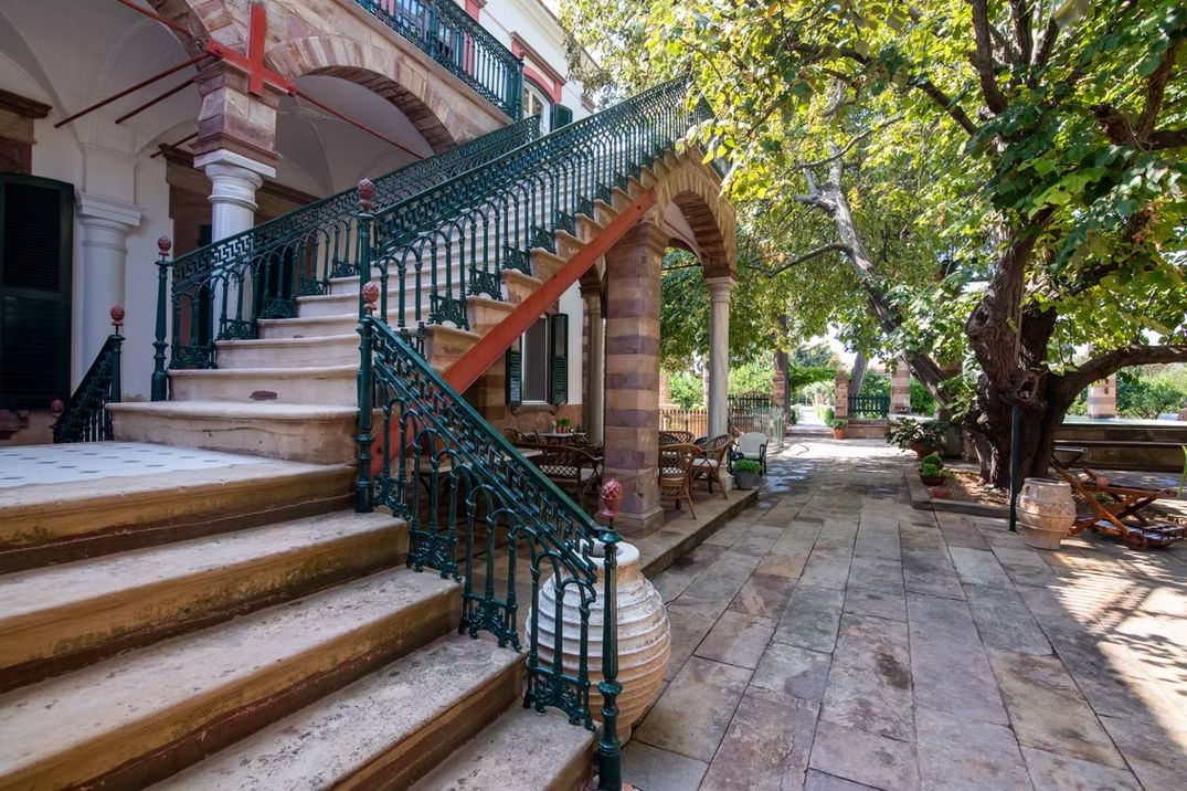 Pool and vine pergola in a walled garden