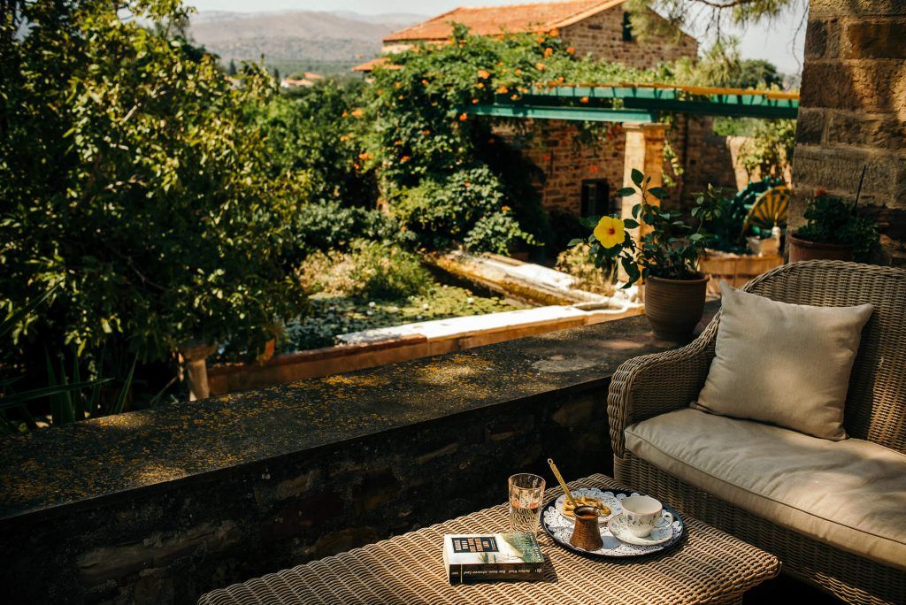 Breakfast laid out on a Kampos estate terrace