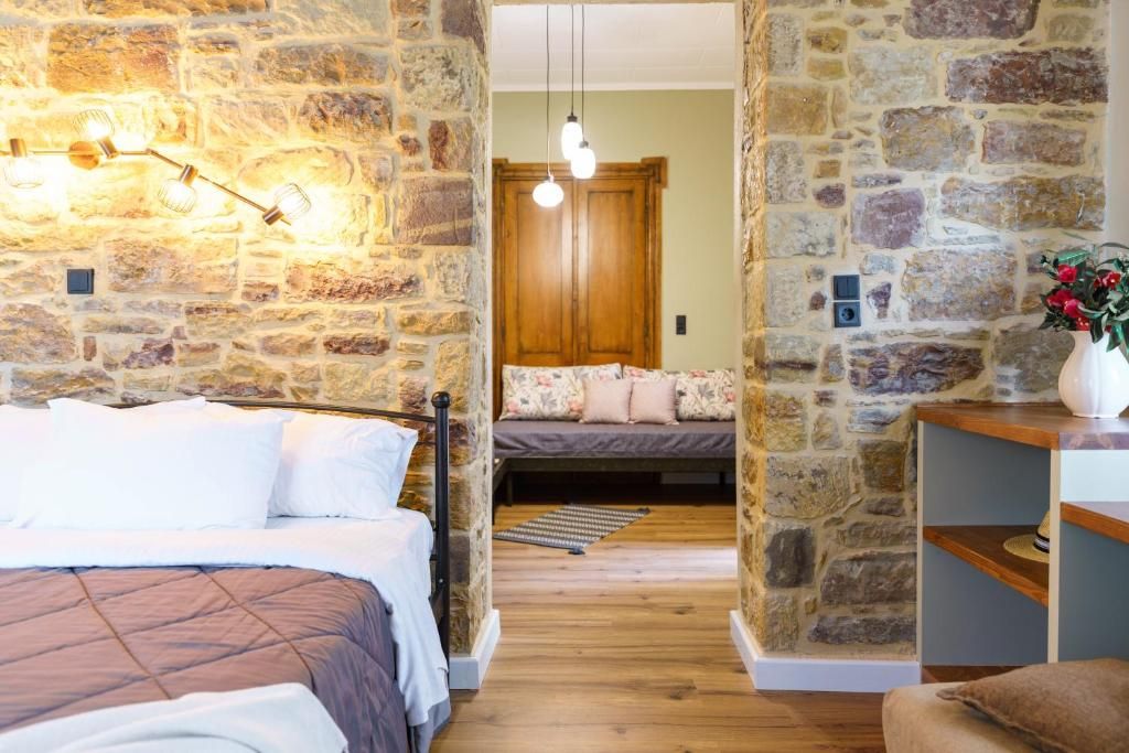 Vaulted stone bedroom